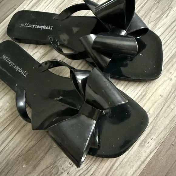 Jeffrey Campbell Jelly Black Bow Sandals - Picture 2 of 6